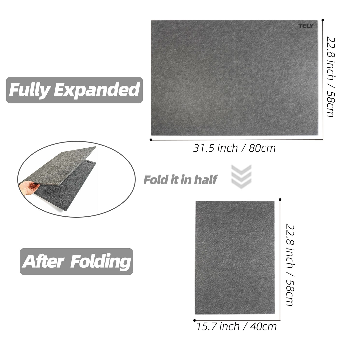 TELY Foldaway Puzzle Board - Large Size 31.5" x 22.8"(80 x 58cm) - Felt Mat for up to 1000 Pieces of Jigsaw Puzzle - Foldable for Easy Storage - Portable Puzzle Pad