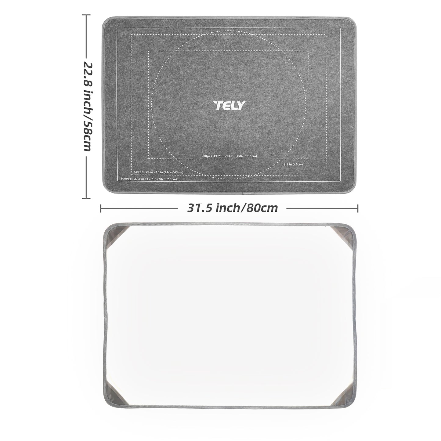 TELY Stiff-Felt Puzzle Board with Cover - Up to 1000 Pieces - Easy-Move - Storage Puzzles - Non-Slip Surface - Portable and Lightweight for Adults