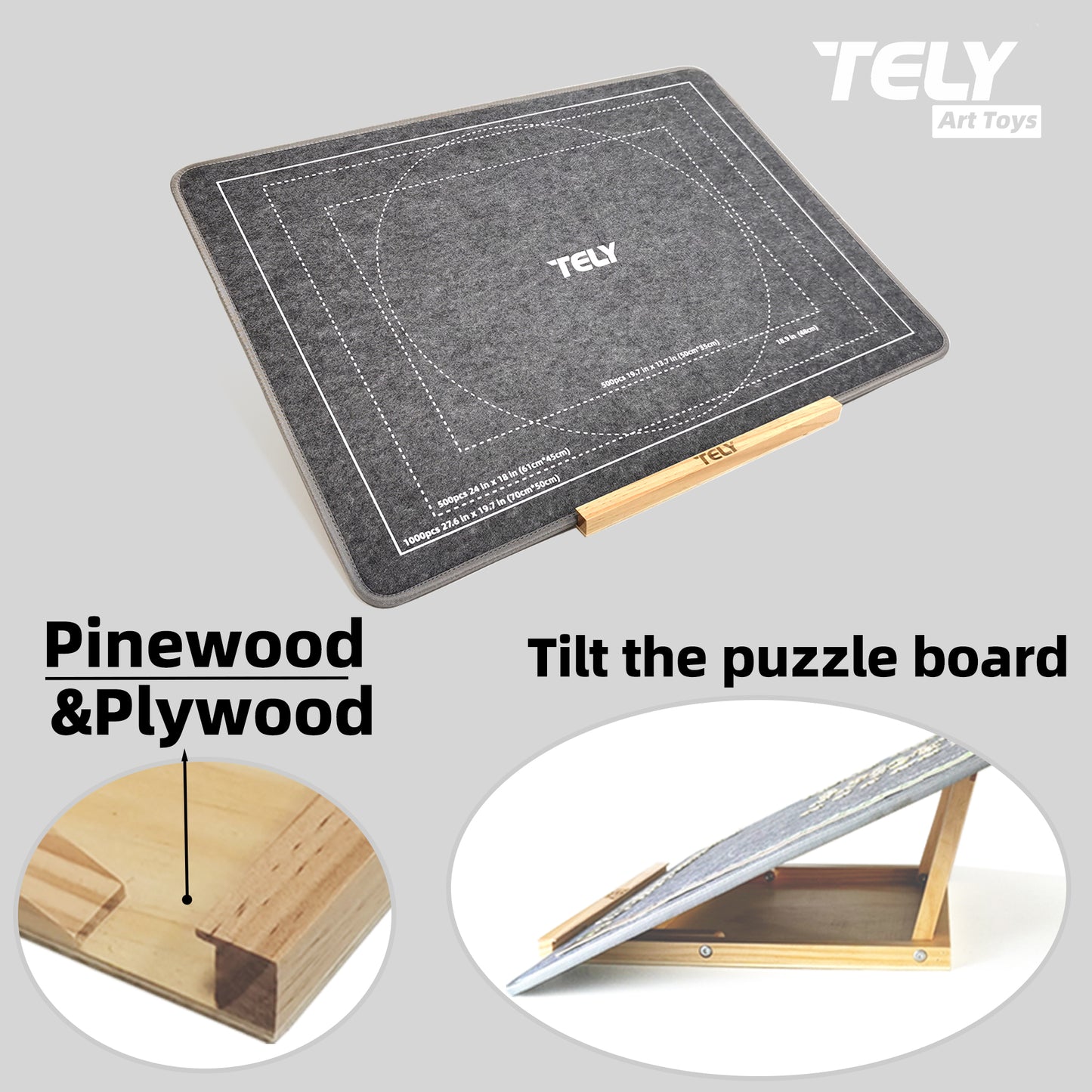 TELY Puzzle Board Stand - Puzzle Easel/Holder for Tilting Puzzle Board - Assembly Jigsaw Puzzle Bracket - 15.9" x 13.9"(40*35cm)