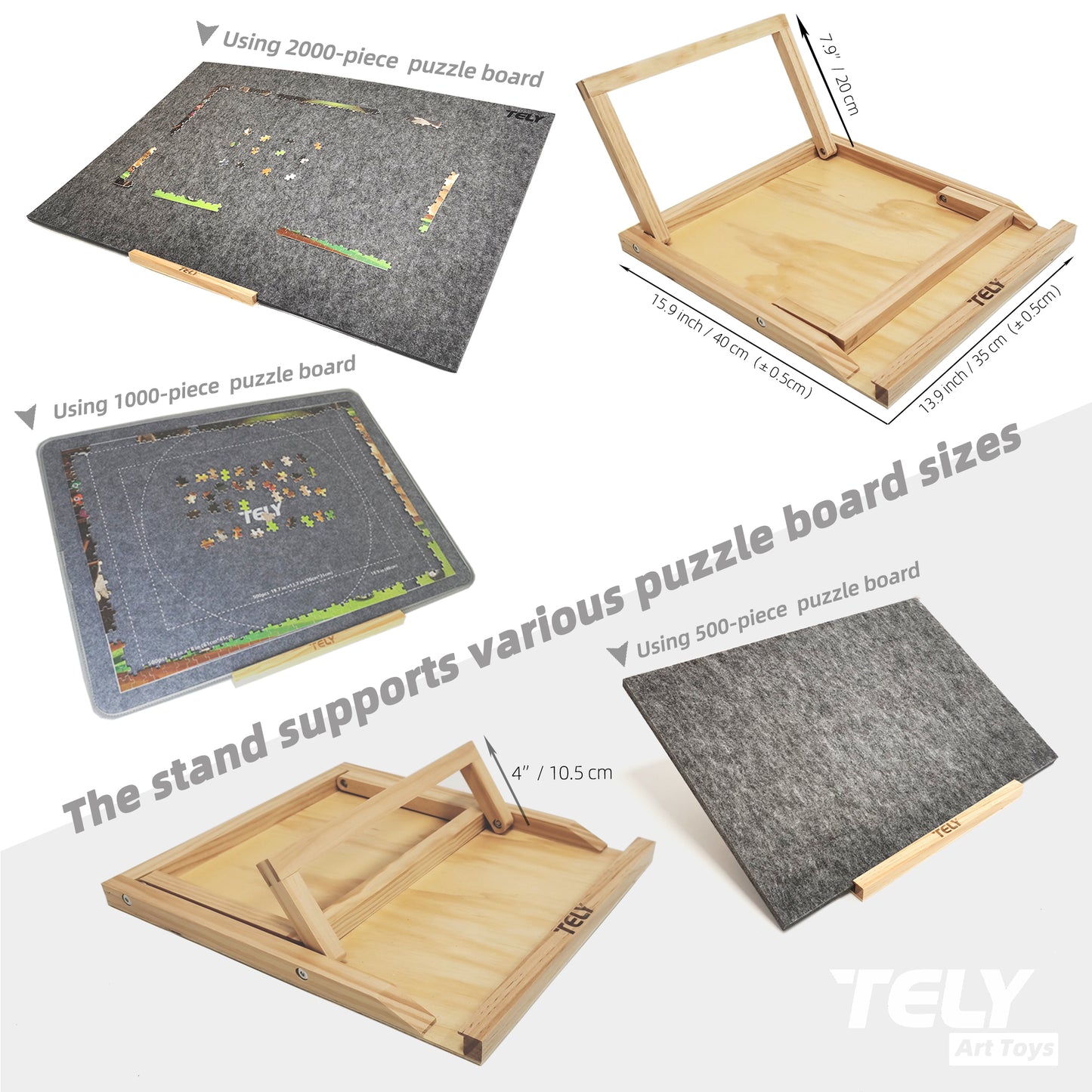 TELY Puzzle Board Stand - Puzzle Easel/Holder for Tilting Puzzle Board - Assembly Jigsaw Puzzle Bracket - 15.9" x 13.9"(40*35cm)