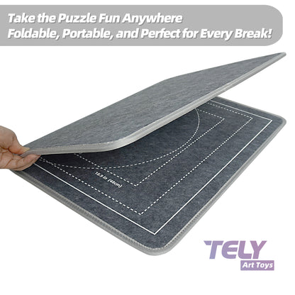 TELY Faltbares Puzzle-Brett – robuste, harte Filzplatte, rutschfeste Oberfläche, tragbar & leicht, für bis zu 1000 Teile, Puzzle-Unterlage für Tisch, Schoß oder Puzzle-Ständer