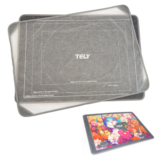 TELY Stiff-Felt Puzzle Board with Cover - Up to 1000 Pieces - Easy-Move - Storage Puzzles - Non-Slip Surface - Portable and Lightweight for Adults