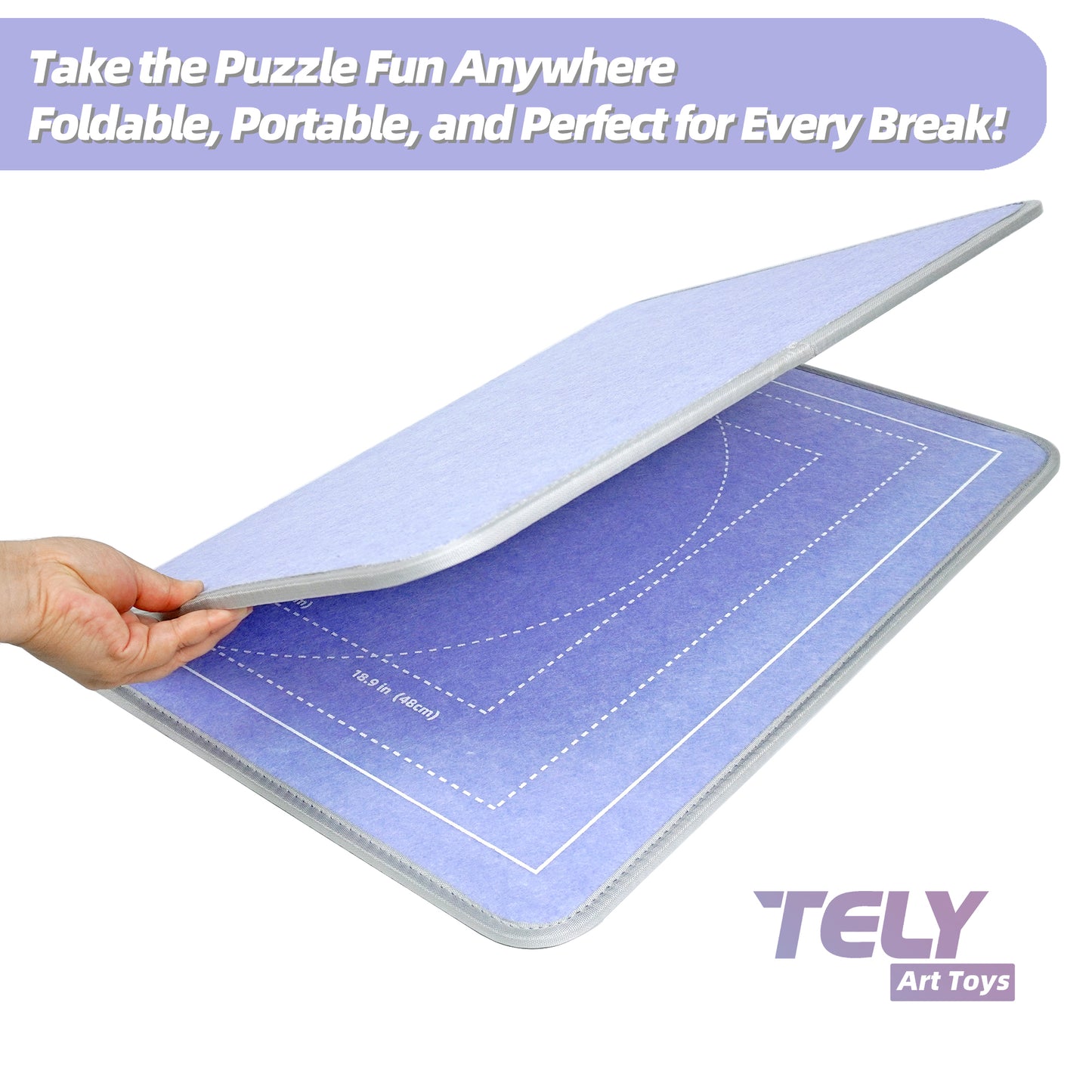 TELY Foldable Jigsaw Puzzle Board - Sturdy Hard Felt, Anti-Slip Surface, Portable & Lightweight, Fits Up to 1000 Pieces, Puzzle Mat for Table, Lap, or Puzzle Stand Use