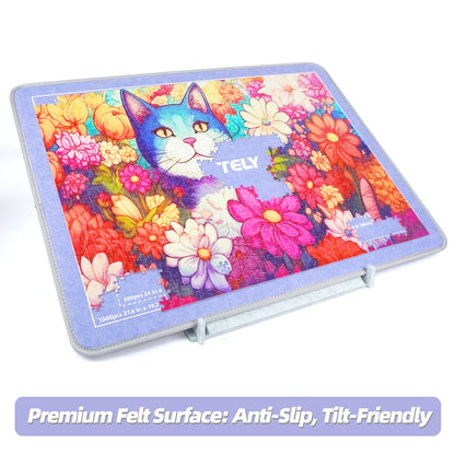 TELY Foldable Jigsaw Puzzle Board - Sturdy Hard Felt, Anti-Slip Surface, Portable & Lightweight, Fits Up to 1000 Pieces, Puzzle Mat for Table, Lap, or Puzzle Stand Use